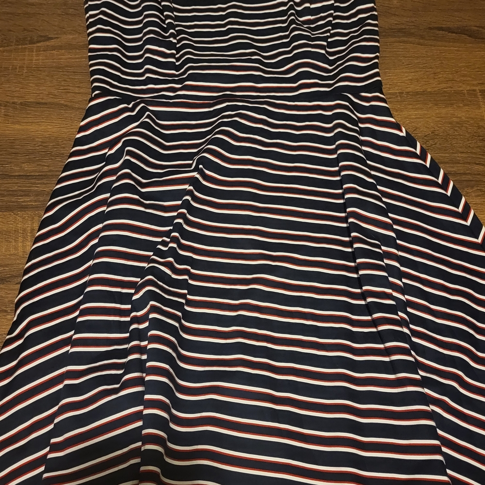 Tommy Hilfiger Strapless Navy Dress with Red and White Stripes